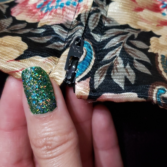 RARE!! Vintage Floral & Lace Peplum V Neck Pencil Skirt Formal Mini Midi Dress - Picture 8 of 11